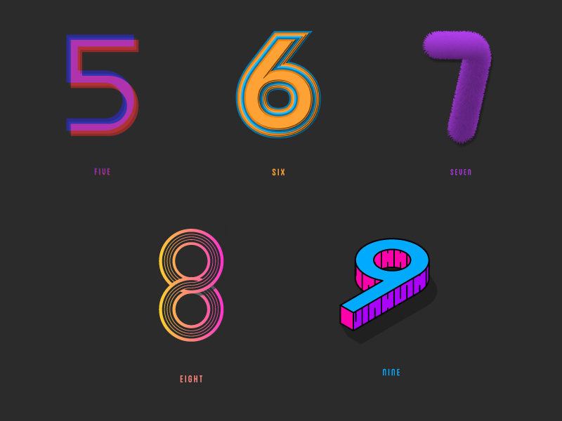 Custom Type / 5 - 9 vector graphics photoshop illustrator type design custom type typography type numbers