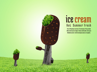 Ice Cream app creative poster illustration landing page logo ui