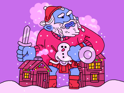 Frost Giant character design holidays illustration