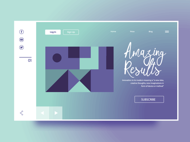 Landing Geometric aftereffects animation animations circle clean geometic geometric design home page homepage landing page minimal mint motion graphic purple shapes triangle ui vector webdesign website