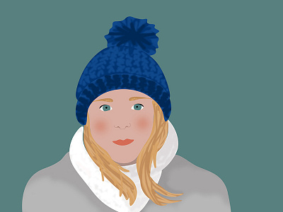 Winter mood beanie illustration self portrait winter