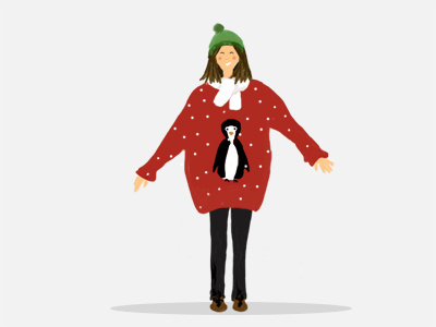 Christmas Sweater christmas girl happy holidays illustration penguin sweater xmas xmas sweater