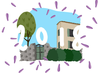 Almost 2018! celebration house landscape lavendar new year tree