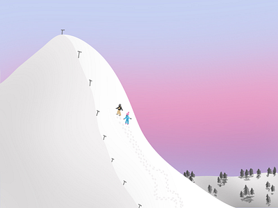 Hiking up in Lapland to get a nice view attic circle hiking illustration lapland pink sky