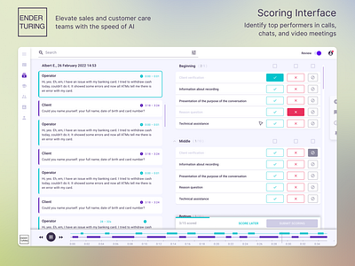 Ender Turing - AI powered speech analytics, scoring interface