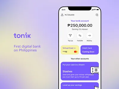 tonik bank | first digital bank on Philippines | fintech neobank application digital bank digital banking finance financial fintech human computer interaction interaction design interaction designer money neobank neobanking product design product designer ux