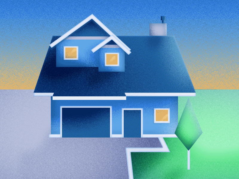 House 2d animation aftereffects build design grain illustration loop