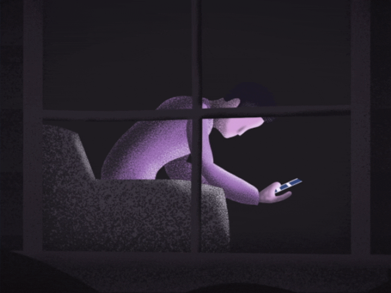 Lonely 2d animation aftereffects animation blender3d dark design grainy illustration purple window