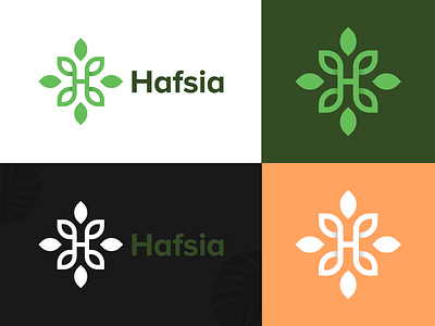 Hafsia - Logo Design food logo fresh food h h leaf h letter h letter logo h logo lettermark logo logomarks logos monogram negative space organic food relaxing