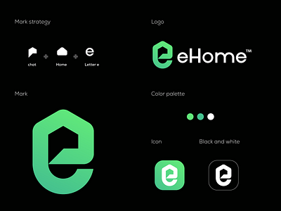 ehome - concept 3 app logo branding chat app e e letter e letter logo e logo gradient logo letterforms lettermark logo design logomarks monogram negative space