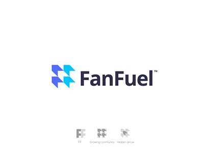 FanFuel arrow logo branding f letter logo f logo ff hidden arrow letterforms logo logomarks monogram negative space