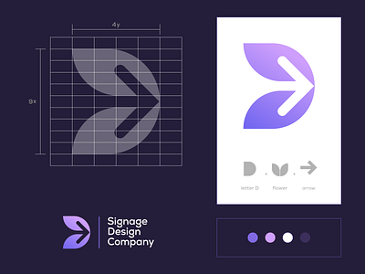 D-SIGN logo concept arrow logo branding d logo flower logo letterforms lettermark logo logomarks logos negative space signage design symbol