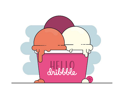 Hey There, Dribbble! debut first shot ice cream illustration vector
