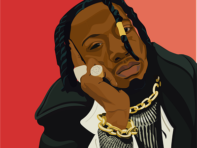 name that rapper chains coat gold hair illustration joey person portrait red rings twists