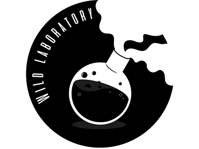 wild lab I badge badge design beaker black and white bubbles illustration laboratory logo science smoke wild