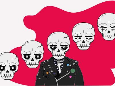 8 Ball 8ball character illustration illustrator leather jacket pins skeletons skull