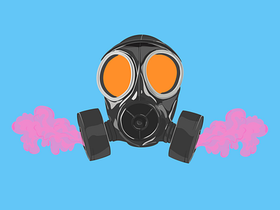 Deep Breaths adobe illustrator cintiq gas mask illustration pink smoke