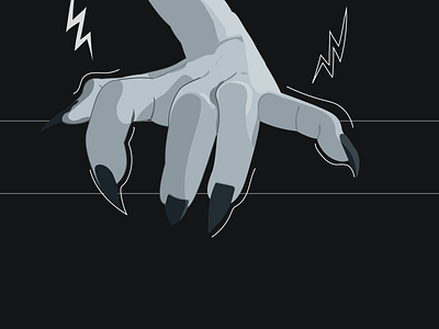 Something Wicked This Way Comes dark grab gray hand horror illustraton lightning nails scary shading sharp spooky wicked