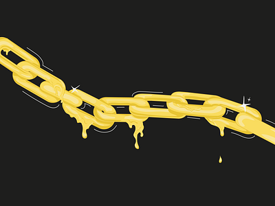 Drip black and yellow chain drip gold graphic ice illustration jewelry poster sparkle