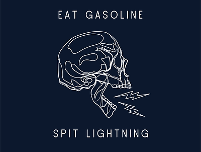 spit lightning branding eat gasoline illustration lightning lightning bolt line lineart skull spit white