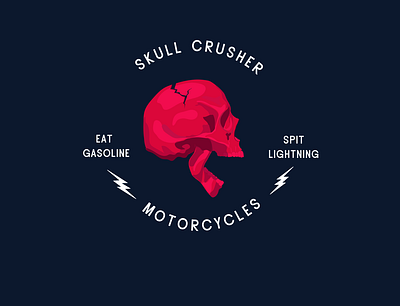 skull crusher badge branding branding design crack gasoline illustration lightning logo red skull