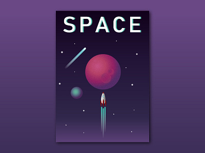 Rocket illustration illustrator planet poster rocket space vector