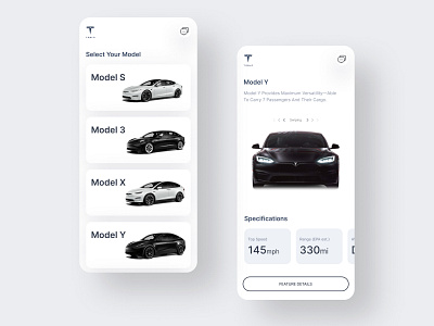 Tesla - Mobile App Concept car cars clean figmadesign getoknow tesla teslaapp teslaclean teslapp ui uiux