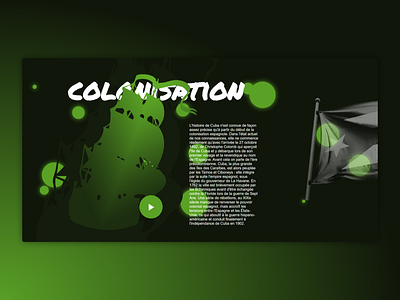 Cuba colonisation web documentary art character colorful dark dark mode dark theme design flat green illustration ui vector website