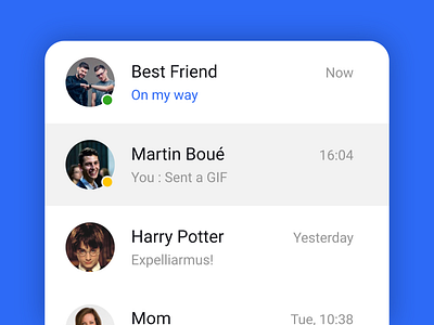 Chat app conversation list