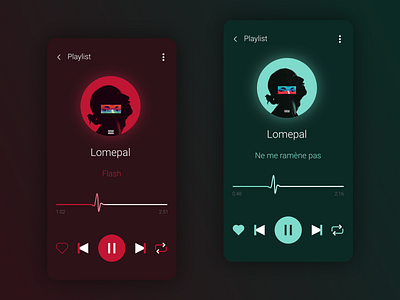 Music app app audio color dark dark mode dark theme design lomepal mobile music music app music player player ui