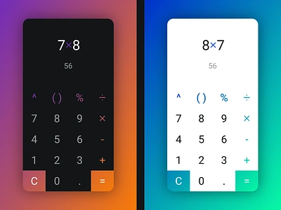 Black & white calculator app app black calc calculator clean colorful dark dark mode dark theme design gradient light light mode light theme mobile ui white