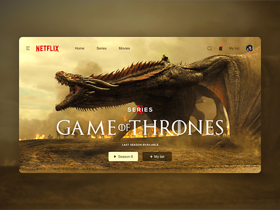 Game of Thrones final season on Netflix #2 app cinema dark design game of thrones got hbo home landing page netflix photo redesign screen series show tv web web design webdesign website