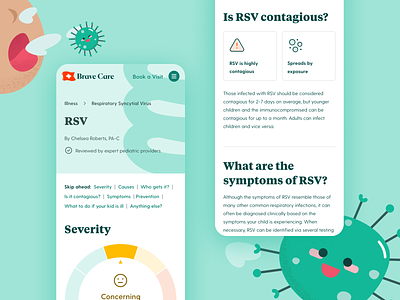 Brave Care Illness Pages – RSV brand branding graphic design guide healthcare illustration layout medical mobile type typography ui web