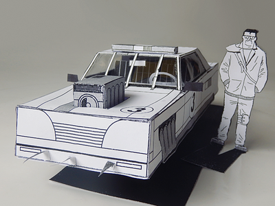 BUILD YOUR OWN FUTURO DARKO CAR 3d build car cut driver illustration model muscle paper papercraft parts