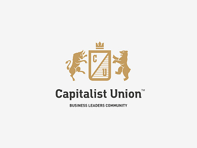 Capitalist Union bear bull business capitalist crown leaders market royal shield stock union