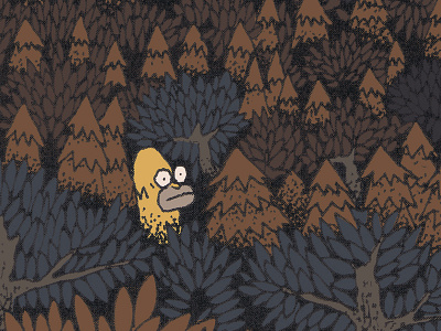 The Man Who Lost His Way in the Forest forest homer leaf lost nature scary simpson spruce trees