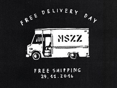 FREE DELIVERY DAY box car delivery drawn hand mszz package truck van