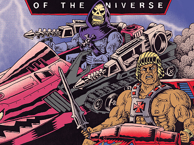 Masters Of The Universe attack blonde cannon gun muscle shark skeleton sword track universe vehicle war