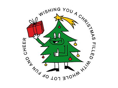 Merry Christmas Everyone! bauble character cheer christmas fun gift illustration smile star tree vector xmas