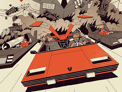 FUTURO DARKO book car comic cover dark desert future hero illustration poster typography villain