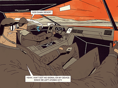 FUTURO DARKO: Comic Page/Desert angle beer book can car comic desert frame future illustration page perspective