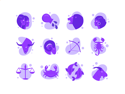 Horoscope Icons animal design flat illustration horoscopes icons illustration uxui vector