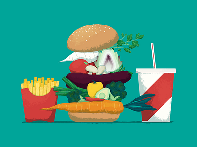 Veggie Fast Food burger editorial illustration food and drink fries illustration photoshop art psd vegetables