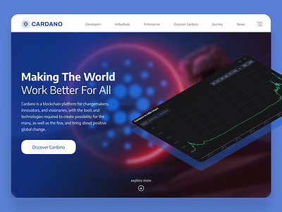 Cardano - hero redesign cryptocurrency design landing page minimal ui ux web