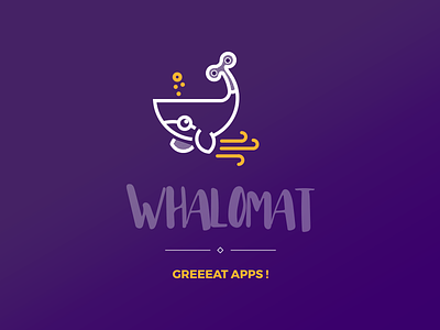 Logo Whalomat automaton bot branding logo machine sea whale