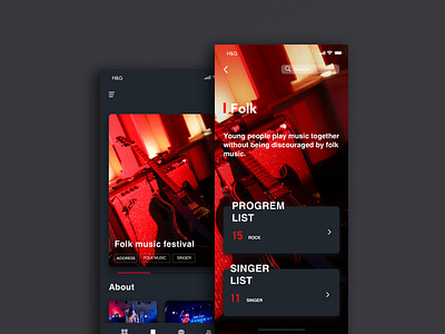 Music festival information black information ios music ui ux