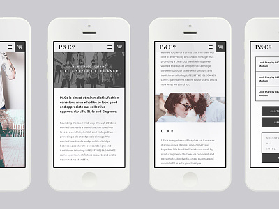P&Co website mobile view clean flat mobile simple web whitespace