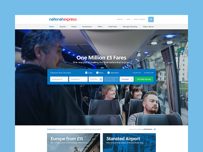 National Express Homepage adaptable coach express grid hero home national simple travel typography ui ux