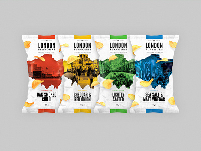 London Flavours Packaging bag brand branding chips crisps logo logotype london packaging packet simple typography