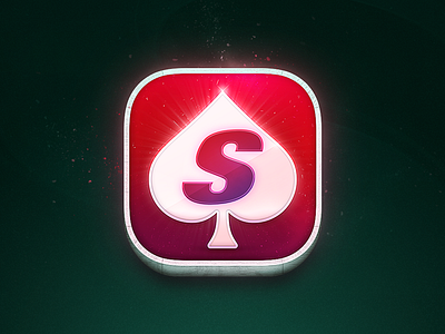 App Icon for SuperSport Poker 3d app icon glow green icon particles poker red spade wooden frame
